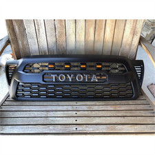 Front Bumper Upper Mesh Grille For 2005-2011 Toyota Tacoma Matte Black W Leds