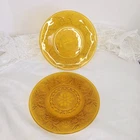 (2) Vintage INDIANA GLASS Tiara Amber Glass 9" Plates Set of (2) Anchor Hocking
