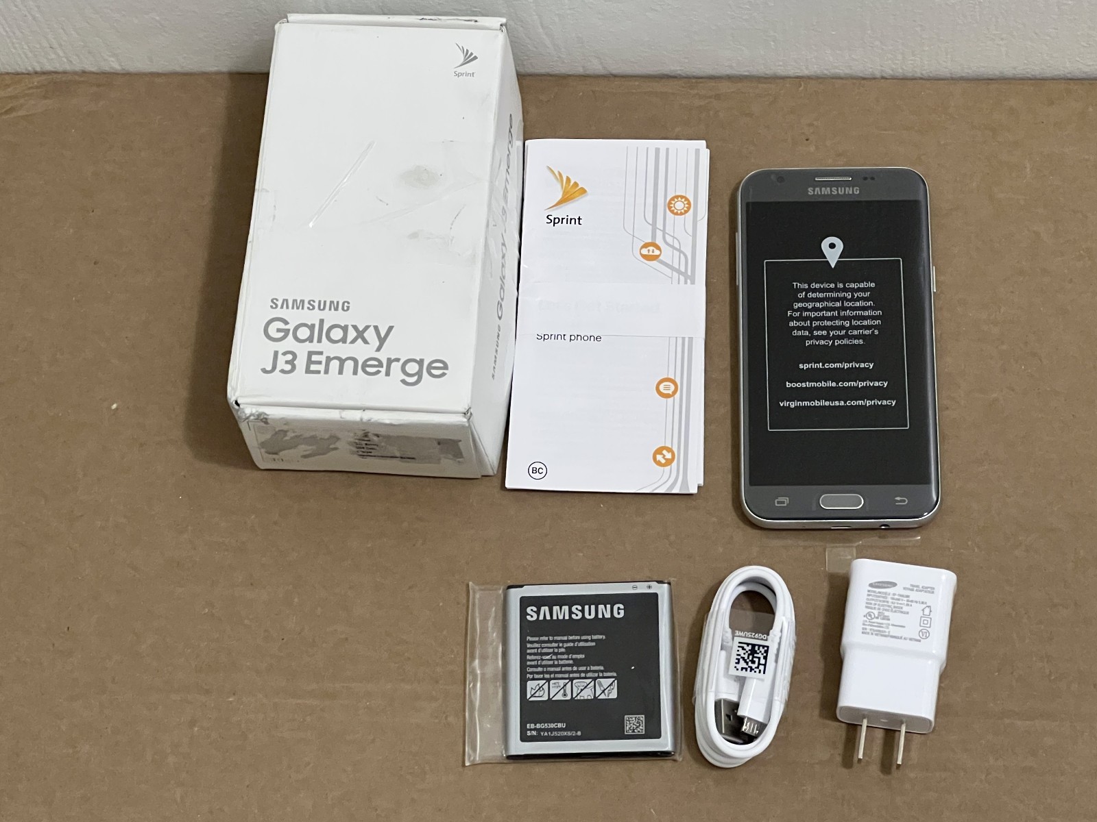 Samsung Galaxy J3 Emerge SM-J327, Silver - 16GB - Sprint, Sm
