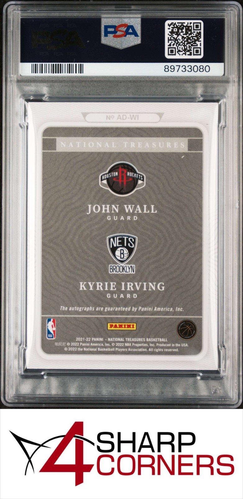 2021 NATIONAL TREASURES AUTOS DUAL #WI JOHN WALL-KYRIE IRVING #/25 POP 2 PSA 9 view 2