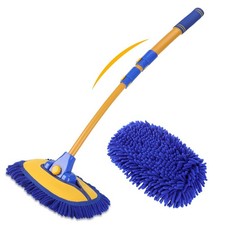 15  Curved Car Wash Brush with 43" Telescopic Handle   Microfiber Chenille Ca...