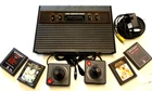 ATARI 2600 VADER CONSOLE AV CONVERTED 2 x NEW JOYSTICKS 4 x GAMES  *TESTED*