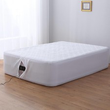 Air Mattress Pad with Inflate Opening, Waterproof, Queen, White