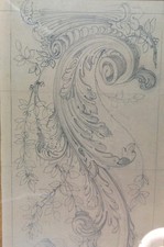 Dessin sur Papier Préparatoire Volute Enroulement Arts Décoratifs XIXe