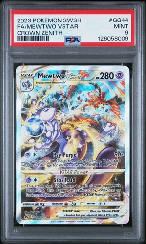 2023 POKEMON SWORD & SHIELD CROWN ZENITH #GG44 FULL ART/MEWTWO VSTAR PSA 9