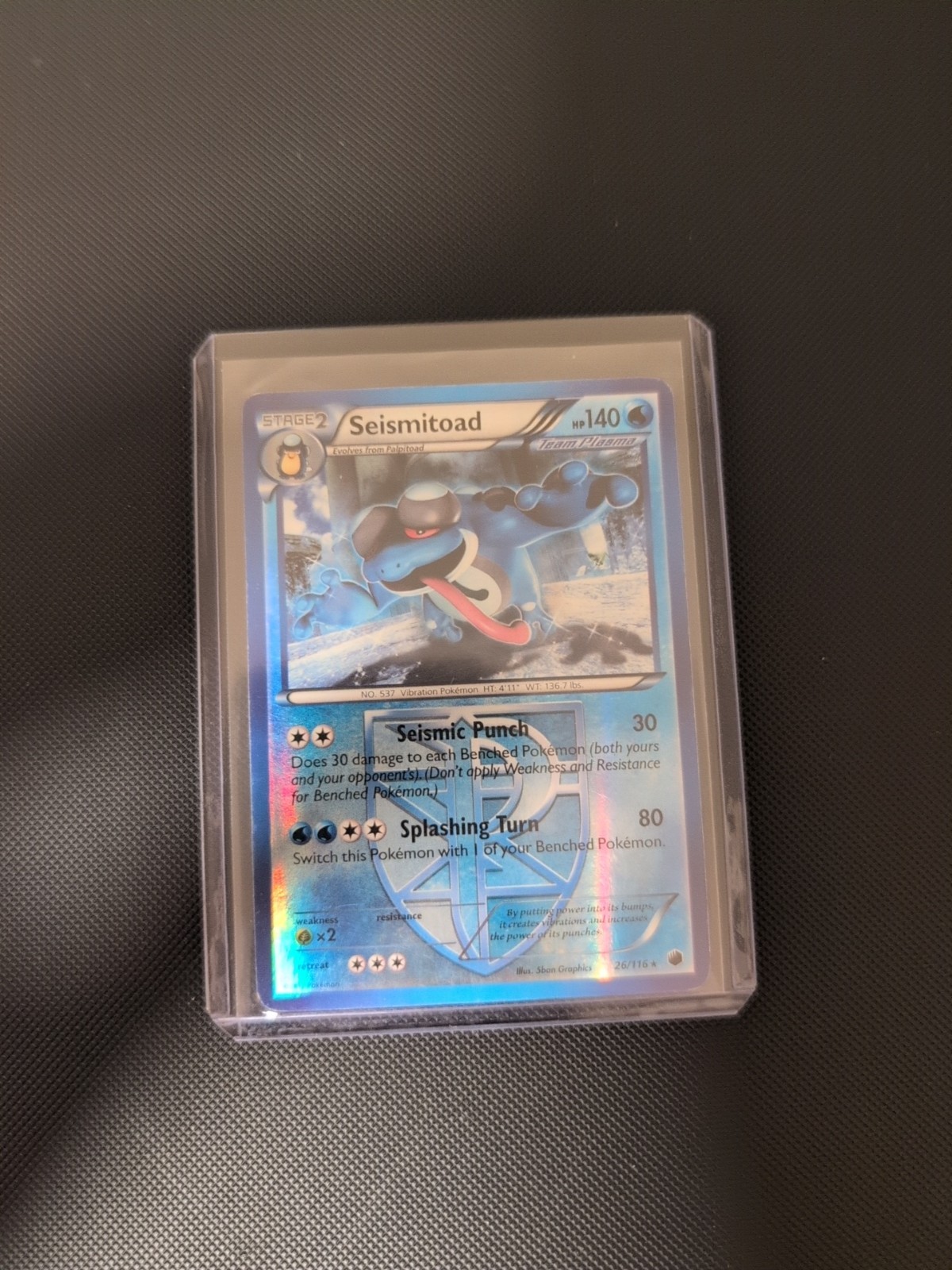 Seismitoad (Team Plasma) 26/116 Plasma Freeze Reverse Pokemon Holo Foil Nice! Lp