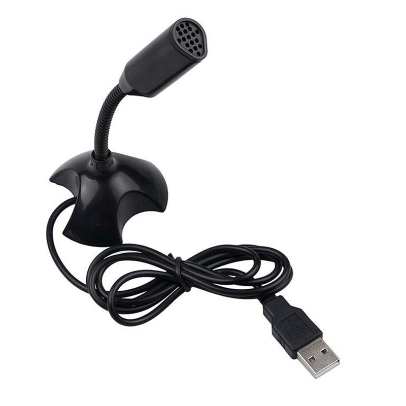 1*Black USB Mini Desktop Speech Microphone Stand For PC Laptop Computer Notebook