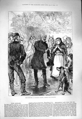 Original alter antiker Druck 1880 Irland Wanderredner Mann Hund Killarney 19.