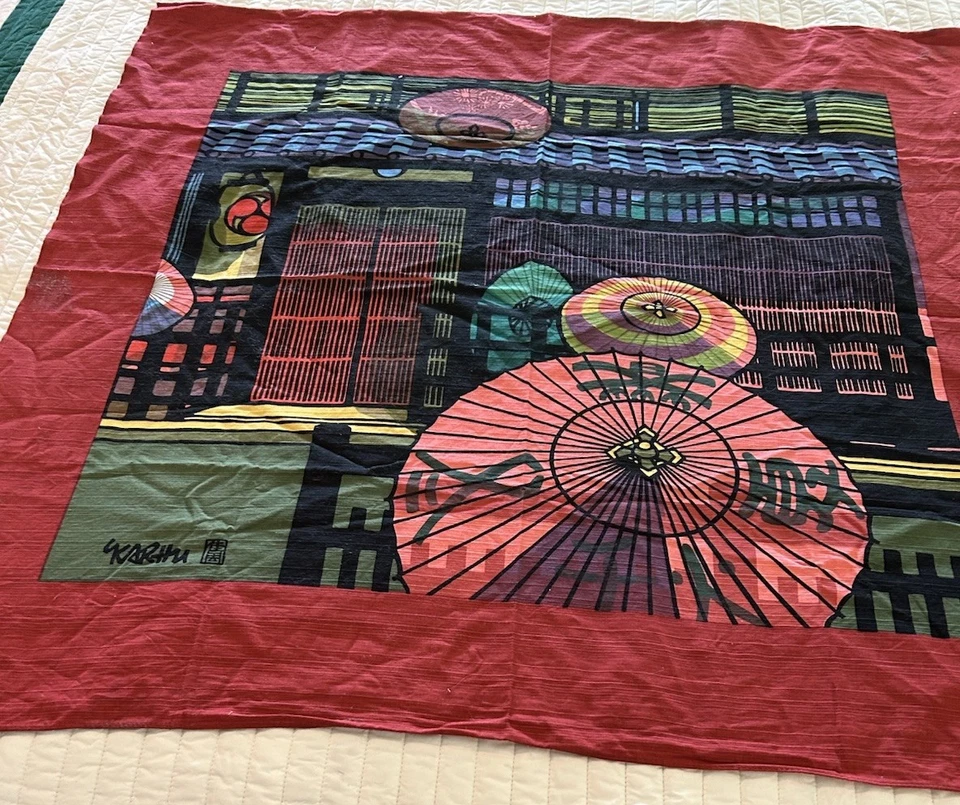 Tapiz Furoshiki colgante de pared vintage Clifton Karhu KYOTO Gion Koinobori Foto 4 de 4