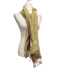 Pashmina Scarf Women OS Paisley Silk Blend Fringe Shawl Wrap Luxury Boho Shimmer