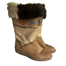 Vtg Garden Sport Womens Brown Goat Fur Ski Ap...