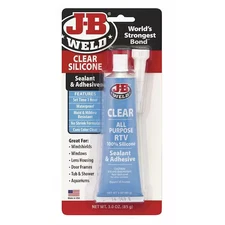 J-B Weld 31310 Silicone Adhesive Sealant, 3 Oz, Tube, Clear, Silicone Base