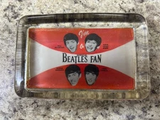 1960's I'm A Official Beatles Fan Glass Paperweight VERY RARE