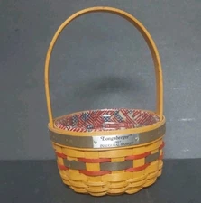 Vintage Longaberger 1997 Inaugural Basket W/Liner & Protector Round Red Blue