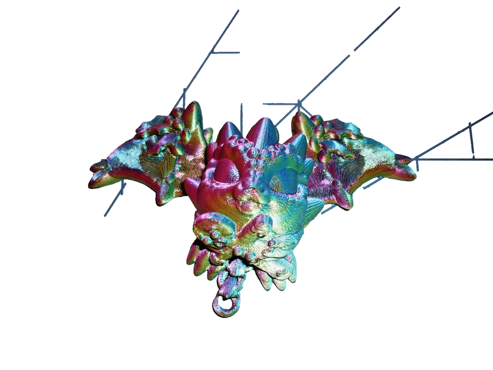 3D Printed Articulated Crystal Bat Fidget Toy Keychain Silk Rainbow Tri ...