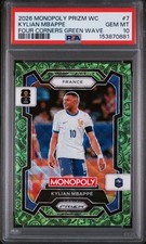 2026 Prizm Monopoly World Cup Kylian Mbappe Green Wave PSA 10 GEM MINT POP 1 💎