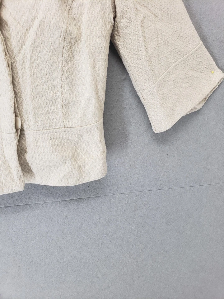 Mossimo Jacket Womens Small Cream Textured 3/4 Sleeve Button Up Lined Blazer - Image 4 of 4