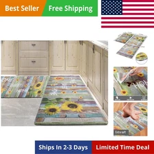 Sunflower Kitchen Mats for Floor 2 Piece Anti Fatigue Mats for Kitchen Waterp...