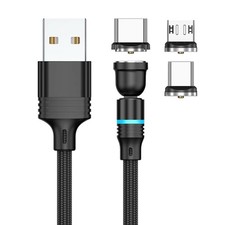 540 Rotating Magnetic Charging Cable 3M 2M 1M 3in1 USB Cord iPhone Android