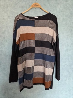 Thought Gr. 10 Pullover Bio Baumwolle & Wolle Colourblock gestreift Langarm