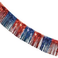 10M Bunte Fransengirlande / Karneval Geburtstag Deko / Rote-Blaue Foliengirlande