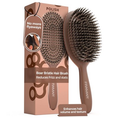 FRAMAR Soft Boar Bristle Hair Brush For Women   Boars Chocolate