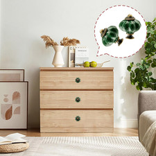 8Pcs Ceramic Pumpkin Cabinet Knobs, Dark Green Vintage Drawer Knobs for Vanit...