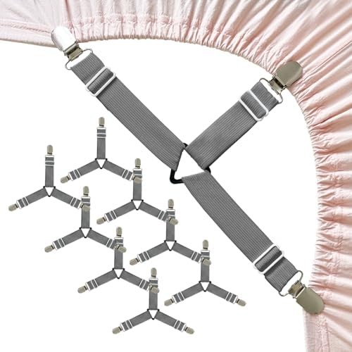 Bed Sheet Straps 8 Pack Non Slip Corner Holders Grey