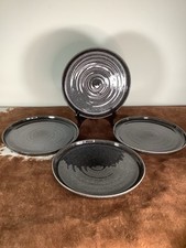 Yellowstone 4 Dinner Plates Stoneware Rip Wheeler Edition Round Gray/Black Swirl