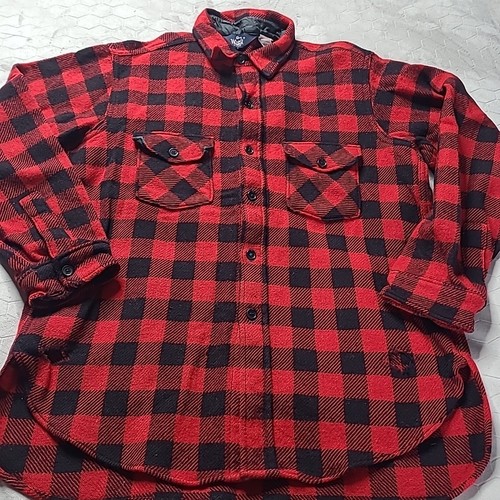 Vintage Woolrich USA Buffalo Plaid Wool Outdoor Hunting Camp Flannel Shirt L - Picture 1 of 15