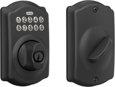Electronic Keypad Deadbolt Lock Camelot Trim Matte Black Keyless entry door lock
