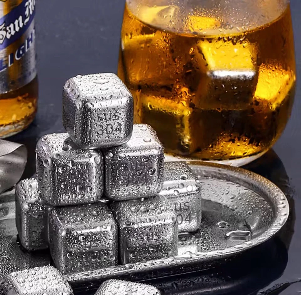 4pcs Dice Reusable Whiskey Stones Stainless Steel Ice Cubes QuickFreeze 2.5x2,5 - Image 3 of 4