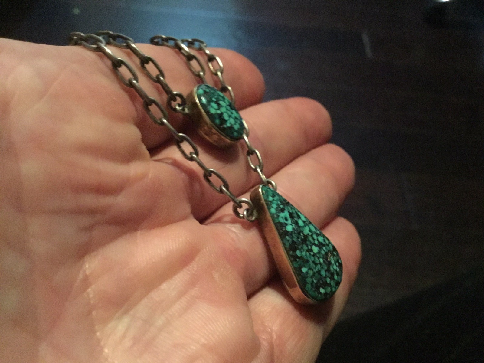 Authentic Native American  Spiderweb Turquoise Pe… - image 2