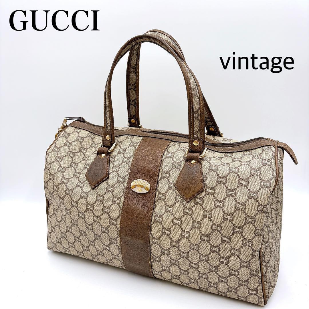 Gucci GG Supreme Leather Boston Tote Bag Authenticated Travel PVC