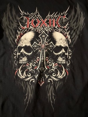 Affliction Like Style Tribal Gothic Biker Skulls Crosses Men's LS T-Shirt Med