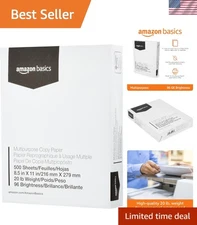 Bright White Copy Paper - 500 Sheets, 20 lb, Perfect for Laser & Inkjet Printers