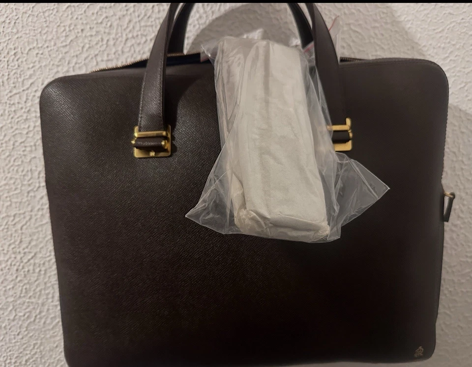 Alfred Dunhill Porte Document Cadogan Dark Brown Leather Briefcase with strap - Photo 3/4