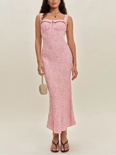 New Reformation Tancy Ditsy Floral Midi Dress Pink Sz 12