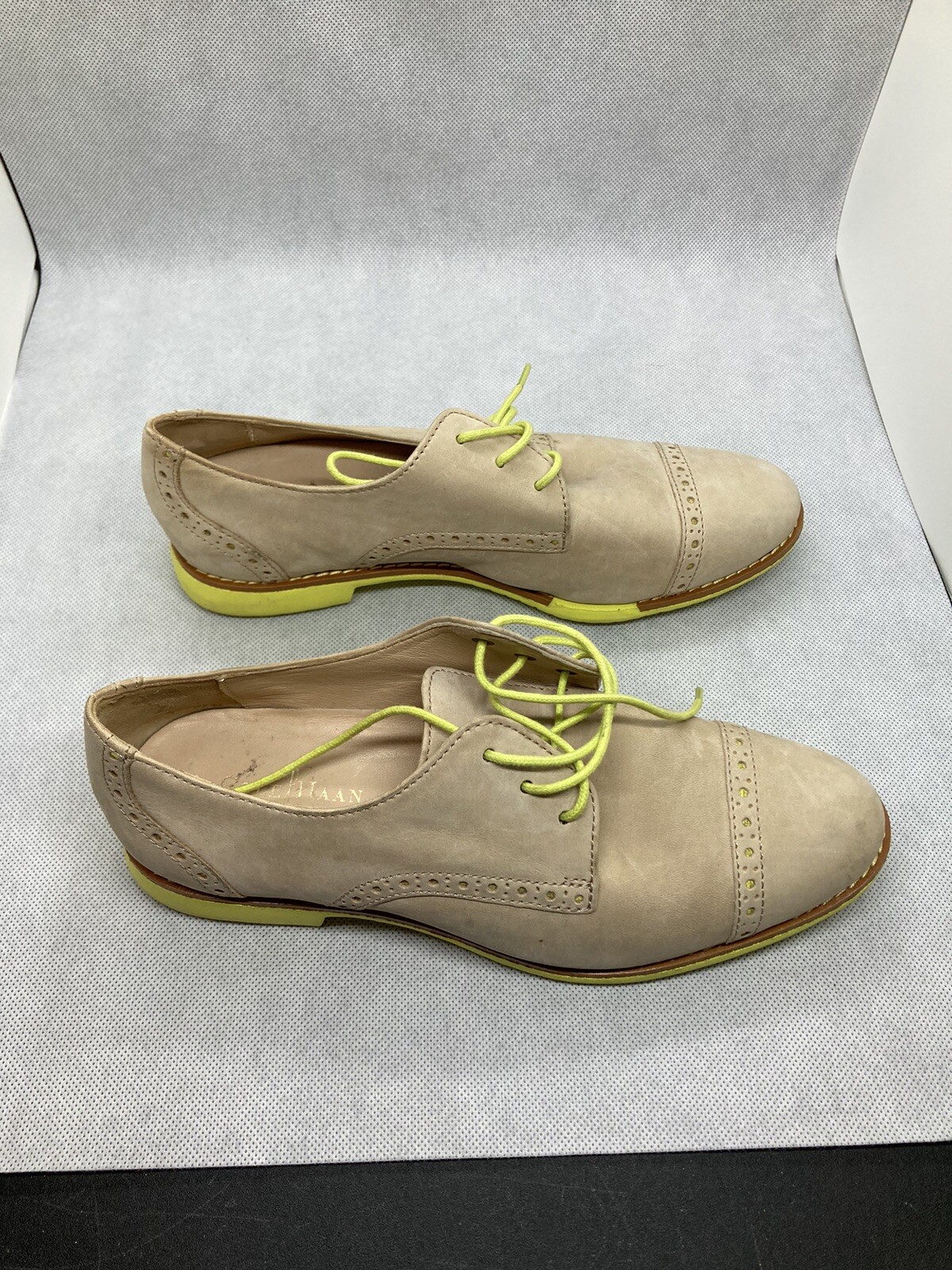 SAOLA Scarpa Cole Haan Gramercy Sandstone Lime Oxford da donna 5 1 2B punta alare punta alare