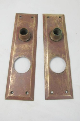 2 antique Brass Metal Door Knob Back Plates No key hole 9" X 2-1/2"