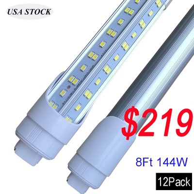 12 Pcs T8 8FT R17D HO Led Tube Light Bulbs 144W T8 8Foot Led Shop Light 6500K