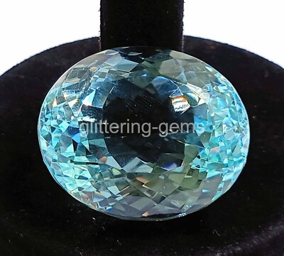 Blue Aquamarine 36x30 mm Certified faceted Oval Cut Loose Gemstone 191.25 Ct SA