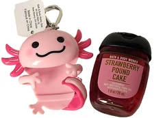 Bath Body Works Pocketbac Holder PINK Axolotl Sea Animal + Sanitizer 2pc Set