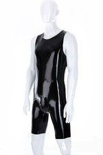 Sleeveless latex gummi catsuit Swimsuit crotch zip customized 0.4mm