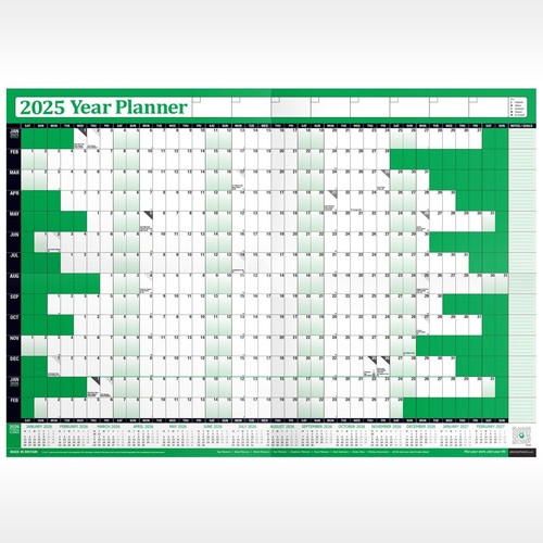 Calendario planificador de pared anual 2025 gráfico anual✔ vacaciones hogar oficina personal escuela - Imagen 9 de 25