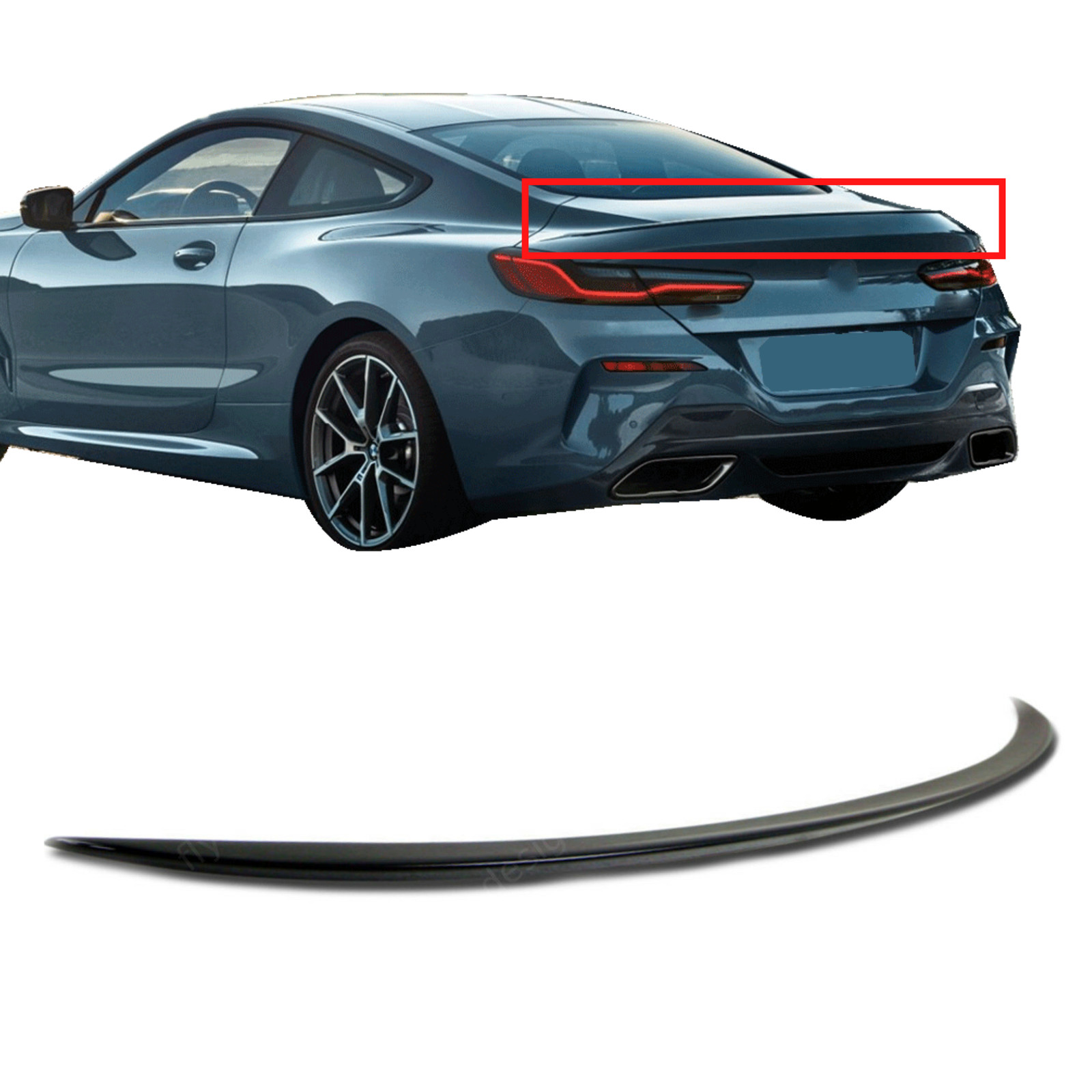 Rear spoiler suitable for BMW 8 Series F91, F92, F93, Gloss BLACK painted Slim