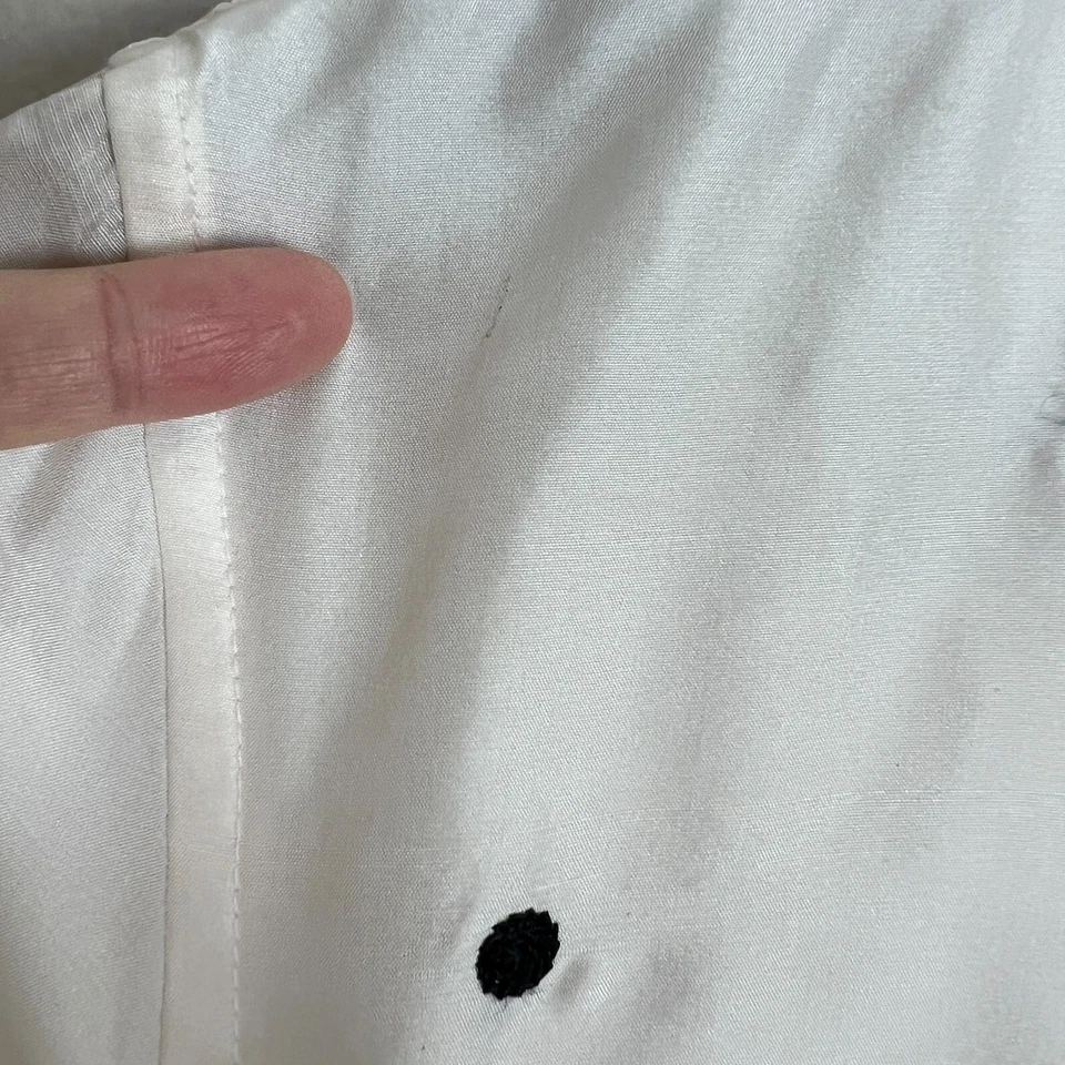 Blusa Silkland Mujer Pequeña Mediana PM Blanca Negra Lunares 100% Seda Abotonada Foto 4 de 4