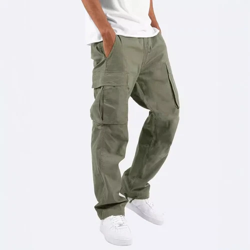 Men's Casual Cargo Pants Elastic Waist Drawstring Multi-Pocket Work Trousers - Bild 3 von 15