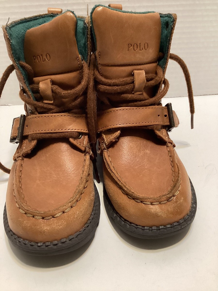 Polo Ralph Lauren Boys Ankle Boots Tan Leather “ Ranger HI II