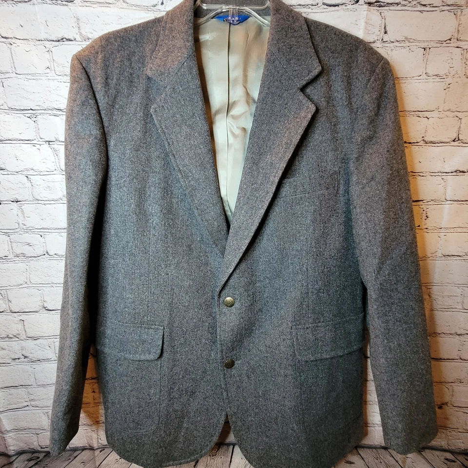 Pendleton Blazer Mens 44L Gray Wool Sport Coat/Suit Jacket Two Button - Image 2 of 4
